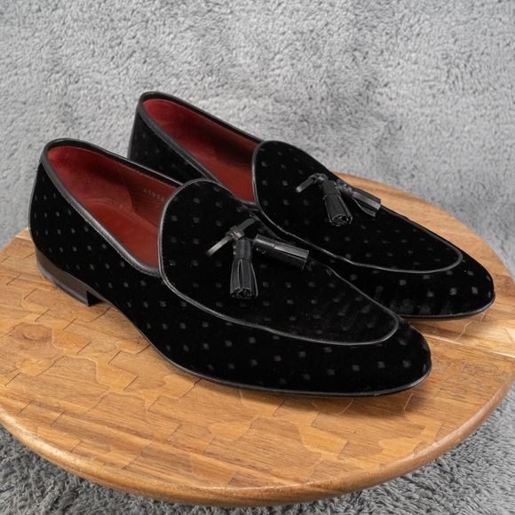 Men\'s Magnanni for Goodman\'s Sz 13 D Black Velvet Tassel Dot Smoking Loafers main image 8